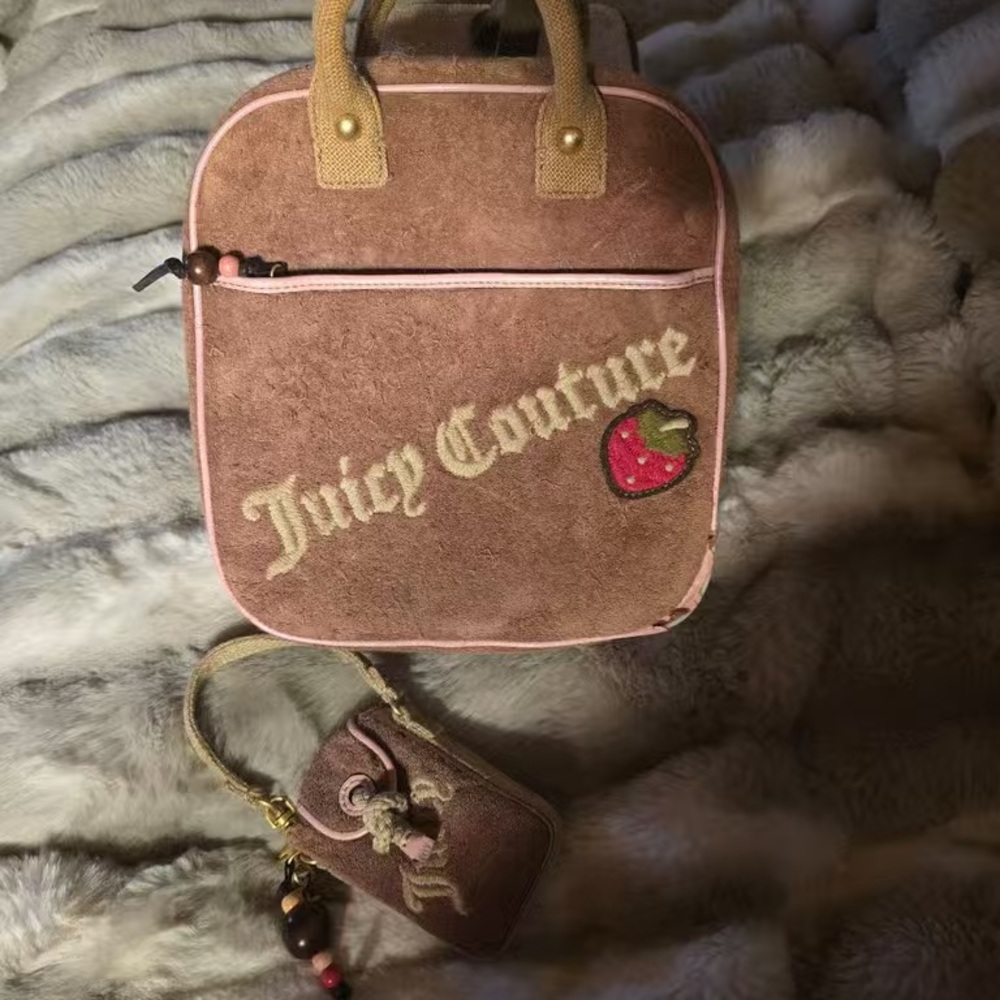 Juicy Couture Brown and Pink Cosmetic Bag Set
